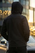 Оптом Ветровка мужская софтшелл виндстоппер с капюшоном спортивная черного цвета 9617_1Ch, фото 3