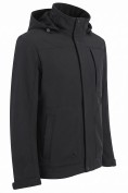 Оптом Ветровка мужская софтшелл виндстоппер с капюшоном спортивная черного цвета 9617_1Ch, фото 3