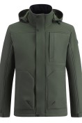 Оптом Ветровка мужская софтшелл виндстоппер с капюшоном спортивная цвета хаки 9617_1Kh