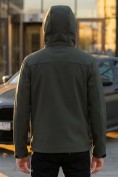 Оптом Ветровка мужская софтшелл виндстоппер с капюшоном спортивная цвета хаки 9617_1Kh, фото 3