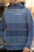 Оптом Ветровка мужская софтшелл виндстоппер с капюшоном спортивная синего цвета 9617_1S, фото 4