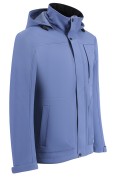 Оптом Ветровка мужская софтшелл виндстоппер с капюшоном спортивная синего цвета 9617_1S, фото 3