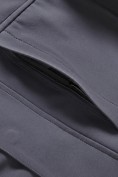 Оптом Ветровка мужская софтшелл виндстоппер с капюшоном спортивная темно-серого цвета 9617_1TC, фото 16