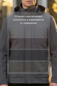 Оптом Ветровка мужская софтшелл виндстоппер с капюшоном спортивная темно-серого цвета 9617_1TC, фото 4
