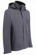 Оптом Ветровка мужская софтшелл виндстоппер с капюшоном спортивная темно-серого цвета 9617_1TC, фото 3