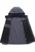 Оптом Ветровка мужская софтшелл виндстоппер с капюшоном спортивная темно-серого цвета 9617_1TC, фото 7