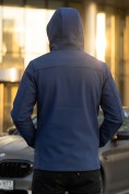 Оптом Ветровка мужская софтшелл виндстоппер с капюшоном спортивная темно-синего цвета 9617_1TS, фото 3