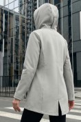 Оптом Парка женская софтшелл виндстоппер удлинённая с капюшоном белого цвета 9618_1Bl, фото 2