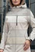 Оптом Парка женская софтшелл виндстоппер удлинённая с капюшоном белого цвета 9618_1Bl, фото 4
