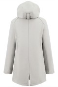 Оптом Парка женская софтшелл виндстоппер удлинённая с капюшоном белого цвета 9618_1Bl, фото 4