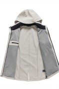 Оптом Парка женская софтшелл виндстоппер удлинённая с капюшоном белого цвета 9618_1Bl, фото 7