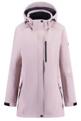 Оптом Парка женская софтшелл виндстоппер удлинённая с капюшоном розового цвета 9618_1R