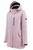 Оптом Парка женская софтшелл виндстоппер удлинённая с капюшоном розового цвета 9618_1R, фото 2