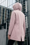 Оптом Парка женская софтшелл виндстоппер удлинённая с капюшоном розового цвета 9618_1R, фото 2
