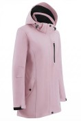 Оптом Парка женская софтшелл виндстоппер удлинённая с капюшоном розового цвета 9618_1R, фото 3