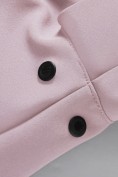 Оптом Парка женская софтшелл виндстоппер удлинённая с капюшоном розового цвета 9618_1R, фото 8