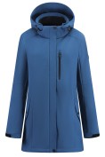 Оптом Парка женская софтшелл виндстоппер удлинённая с капюшоном синего цвета 9618_1S