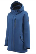 Оптом Парка женская софтшелл виндстоппер удлинённая с капюшоном синего цвета 9618_1S, фото 2