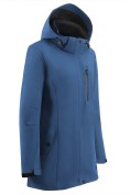 Оптом Парка женская софтшелл виндстоппер удлинённая с капюшоном синего цвета 9618_1S, фото 3