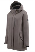 Оптом Парка женская софтшелл виндстоппер удлинённая с капюшоном темно-серого цвета 9618_1TC, фото 2