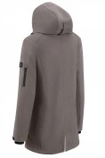 Оптом Парка женская софтшелл виндстоппер удлинённая с капюшоном темно-серого цвета 9618_1TC, фото 5
