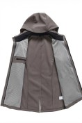 Оптом Парка женская софтшелл виндстоппер удлинённая с капюшоном темно-серого цвета 9618_1TC, фото 7