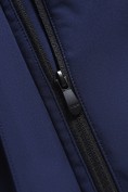 Оптом Парка женская софтшелл виндстоппер удлинённая с капюшоном темно-синего цвета 9618_1TS, фото 18