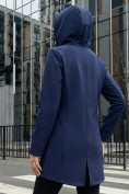 Оптом Парка женская софтшелл виндстоппер удлинённая с капюшоном темно-синего цвета 9618_1TS, фото 3