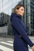 Оптом Парка женская софтшелл виндстоппер удлинённая с капюшоном темно-синего цвета 9618_1TS, фото 2