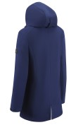 Оптом Парка женская софтшелл виндстоппер удлинённая с капюшоном темно-синего цвета 9618_1TS, фото 6