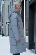 Оптом Пальто летучая мышь женское с капюшоном зимнее серого цвета 9619Sr, фото 4