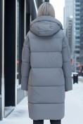 Оптом Пальто летучая мышь женское с капюшоном зимнее серого цвета 9619Sr, фото 2