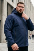 Оптом Мужская куртка виндстоппер больших размеров спортивный темно-синего цвета 9619_1TS