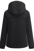 Оптом Ветровка женская софтшелл большого размера с капюшоном ветрозащитная черного цвета 9620_1Ch, фото 4