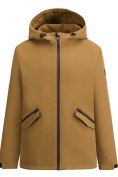 Оптом Ветровка женская софтшелл большого размера с капюшоном ветрозащитная горчичного цвета 9620_1G