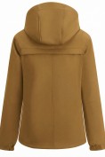 Оптом Ветровка женская софтшелл большого размера с капюшоном ветрозащитная горчичного цвета 9620_1G, фото 4