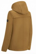 Оптом Ветровка женская софтшелл большого размера с капюшоном ветрозащитная горчичного цвета 9620_1G, фото 6