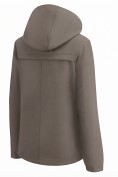 Оптом Ветровка женская софтшелл большого размера с капюшоном ветрозащитная светло-коричневого цвета 9620_1SK, фото 5