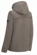 Оптом Ветровка женская софтшелл большого размера с капюшоном ветрозащитная светло-коричневого цвета 9620_1SK, фото 6