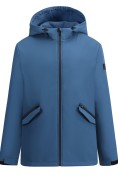 Оптом Ветровка женская софтшелл большого размера с капюшоном ветрозащитная синего цвета 9620_1S
