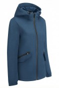 Оптом Ветровка женская софтшелл большого размера с капюшоном ветрозащитная синего цвета 9620_1S, фото 2