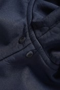 Оптом Ветровка женская софтшелл большого размера с капюшоном ветрозащитная темно-синего цвета 9620_1TS, фото 11