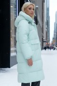 Оптом Куртка летучая мышь женская с капюшоном зимняя бирюзового цвета 9621Br, фото 2