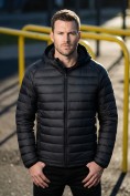 Оптом Куртка мужская гибридная стёганая с капюшоном с графеновой подкладкой черного цвета 9621_1Ch, фото 2