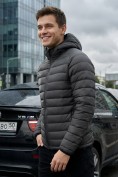 Оптом Куртка мужская гибридная стёганая с капюшоном с графеновой подкладкой черного цвета 9621_1Ch, фото 5
