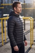 Оптом Куртка мужская гибридная стёганая с капюшоном с графеновой подкладкой черного цвета 9621_1Ch, фото 3
