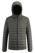 Оптом Куртка мужская гибридная стёганая с капюшоном с графеновой подкладкой цвета хаки 9621_1Kh