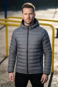 Оптом Куртка мужская гибридная стёганая с капюшоном с графеновой подкладкой темно-серого цвета 9621_1TC