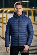Оптом Куртка мужская гибридная стёганая с капюшоном с графеновой подкладкой темно-синего цвета 9621_1TS, фото 4