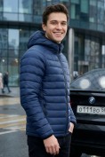 Оптом Куртка мужская гибридная стёганая с капюшоном с графеновой подкладкой темно-синего цвета 9621_1TS, фото 2